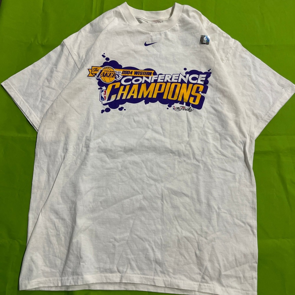 Nike Los Angeles Lakers 2004 Western Conference Champions Shirt Mens Large White